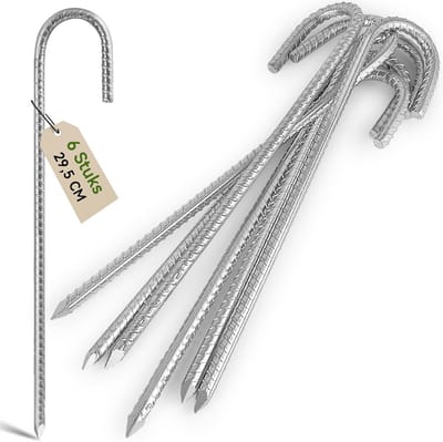 6x Zware Grondpennen 30cm voor Trampoline, Tent en Schommel - Verzinkt Staal