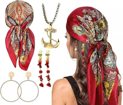 Set van 5 Piraten Kostuum Accessoires voor Halloween, Carnaval en Themafeesten - Hoofdband, Ceintuur, Ketting en Masker