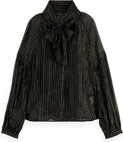 Scotch & Soda LUREX TOP WITH BOW NECK Dames Blouse - Maat 38