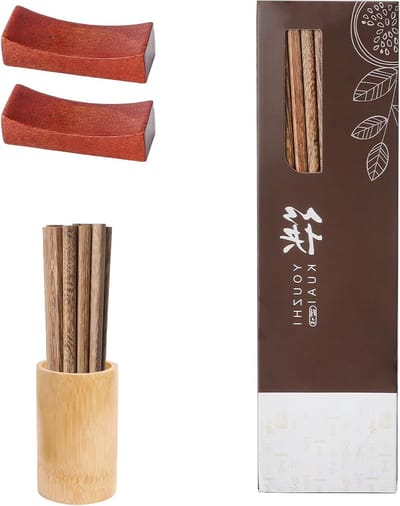 Natuurlijke Houten Eetstokjes - 10 Paar Herbruikbare Chinese Eetstokjes voor Sushi, Noodles en Thuisgebruik, Handmatig Gepolijst en Zonder Lijm of Was