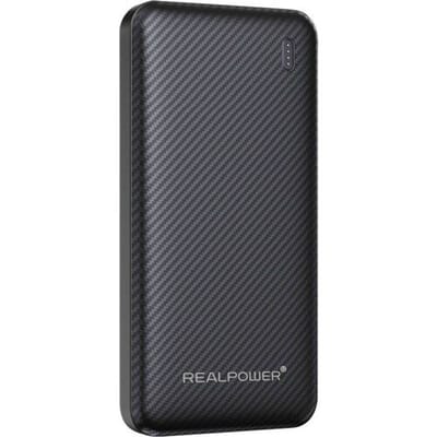RealPower Powerbank 10000 mAh Quick Charge, USB PD USB-A, USB-C Zwart