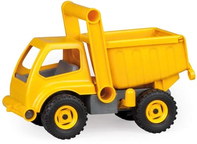 04210 4210 EcoActives Vrachtwagen, bouwplaatsvoertuig ca. 27 cm, robuuste kiepwagen, Natuurlijke houtgeur door ecologisch houtgehalte, kiepwagen voor kinderen vanaf 2 jaar, speelgoed in geel,Geel