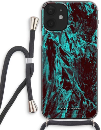 Case Company® - Hoesje met koord geschikt voor iPhone 12 hoesje met Koord - Ice Age - Telefoonhoesje met Zwart Koord - Bescherming aan alle Kanten en Over de Schermrand