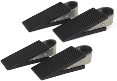 Benson Deurstopwiggen - 4x - zwart - rubber - 13x5x3 cm - deurstopper