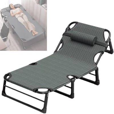 Opvouwbaar Campingbed - Draagbaar Ligbed - Ontspanning en Rust - Verstelbaar in 4 posities - 190x75x28 cm