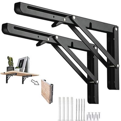 Opvouwbare 12 inch metalen plankbeugels - 2 stuks zware steunbeugels voor wandmontage