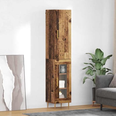 vidaXL - Highboard - 2 - st - Oud - Hout - 34,5 - x - 34 - x - 180 - cm - Bewerkt - hout