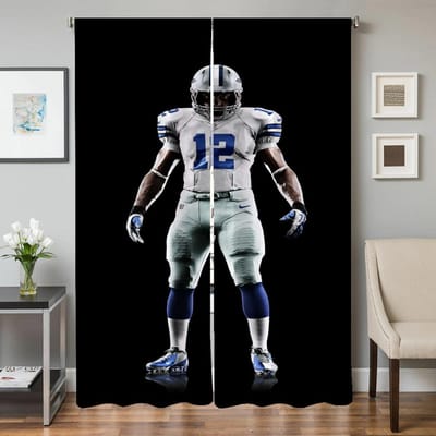 Raam Keukengordijnen voor Woonkamer 2 Stuks Verduisterende Gordijnen Deurgordijn C-cvowboys Clubs Afscheiding Slaapkamer Decoratie W50xH70cmx2pcs-CL gray