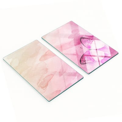 Decoratieve glazen snij- en serveerplanken met vlindermotief in aquarelprint, 2x30x52 cm