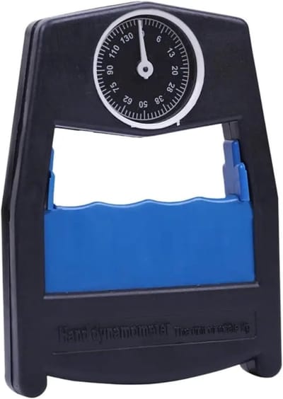Krachtmeter Hand - Grip Krachtmeter - Fitness Training - Ingebouwde Teller - 15 x 10.5 cm - Rood Blauw
