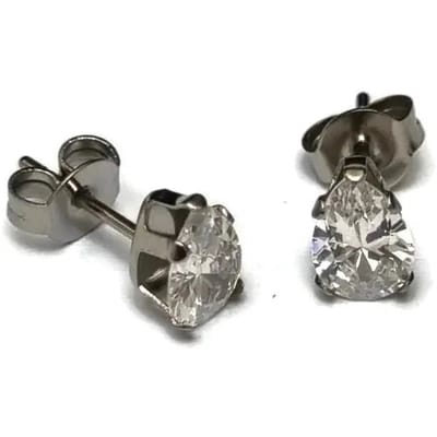Aramat Jewels | Oorbellen | Zirkonia Druppeloorbellen van Staal | 7x5mm / Transparant | |3mm | Staal | Kinderen, Volwassenen | Verkleurd niet
