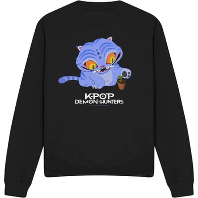 K-Pop Demon Hunters Unisex Volwassene Schattige Derpy Tiger Sweatshirt (Zwart)