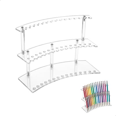 Acryl pennenhouder, doorzichtige acryl 2 Tier Bureau Organizer Pen Stand, Make-up Borstel Houder, Penborstel Rack - ShopVlot