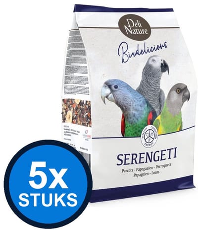 5x Deli Nature - Birdelicious papegaaien serengeti 2kg - Vogelvoer - 2 kg