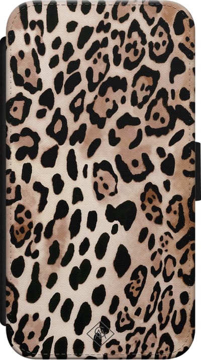 Casimoda® bookcase - Geschikt voor iPhone Xs - Hoesje met pasjeshouder - Luipaard Print - Bruin/beige - Kunstleer