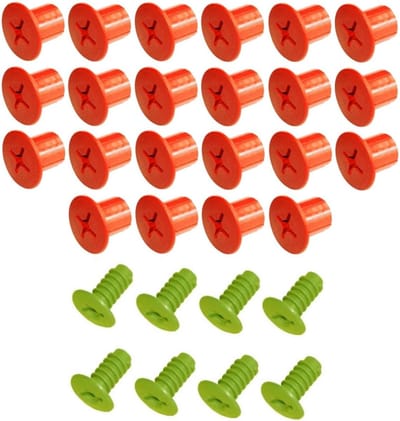 Reserveonderdeel Schroeven Set - Glijbaan Onderdelen - Speeltoestel Reparatie - Specifieke Passvorm - 22+8 Stuks - Rood Groen