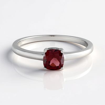 Cavill - Zilveren Damesring 925 Sterling Zilver Platinum Verguld - Mozambique Granaat 0,973 ct Kussen Geslepen - Elegant & Antiek