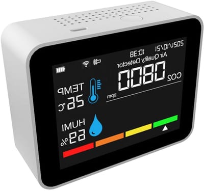 Luchtkwaliteit Monitor - CO2 Detector - Binnenlucht Meten - Real-time Sensor - 2000 mAh Batterij - Wit