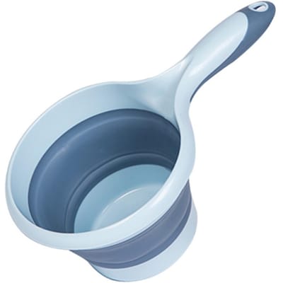 Louche à eau pliante multifonctionnelle à suspendre, louche de bain pliable pour cuisine, salle de bain, bleu ciel bleu ciel