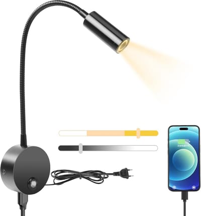 Flexibele Wandlamp voor Lezen met Schakelaar - Dimbare LED Leeskamp voor Slaapkamer