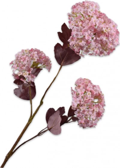 Silk-ka Kunstbloem-Zijden Bloem Sneeuwbal Tak Roze 107 cm