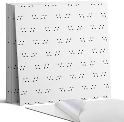 Coloray Wandpanelen Zelfklevend - Regelmatig stippenpatroon Zelfklevende Wandpanelen - 50 cm x 50 cm - Wit Wandpaneel PVC - 4 stuks - Mozaïeken Wandpanelen Zelfklevend - Wandpaneel Keuken - Wandpanelen Badkamer