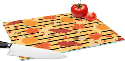Glazen Snijplank - 39x28 - Pompoen - Bes - Bladeren - Herfst - Patroon - Snijplanken Glas