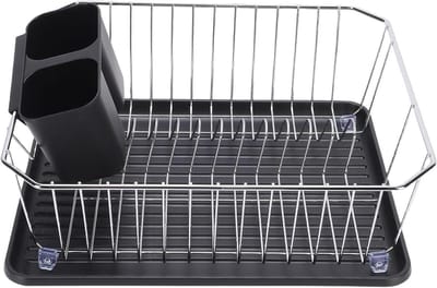 Schoteldroogrek - Afdruiprek Keuken - Efficiënt Drogen - Stevige IJzerconstructie - 37D x 32W x 14H cm - Zilver