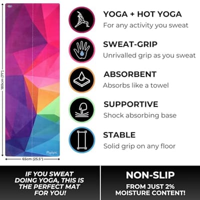 All-in-One Yogamat voor Yoga, Pilates en Fitness | Milieuvriendelijk en Antislip | Ideaal voor Zweet- en Hot Yoga
