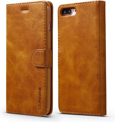 LC.IMEEKE Luxe Book Case - Geschikt voor iPhone 8 Plus / 7 Plus Hoesje - Bruin