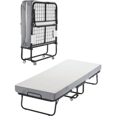 VEVOR Rollaway Bed met 12,5 cm matras, opvouwbaar eenpersoonsbed met traagschuimmatras (190 x 81 cm), draagvermogen van 136,1 kg Logeerbed voor volwassenen, metalen bed voor slaapkamer/woonkamer
