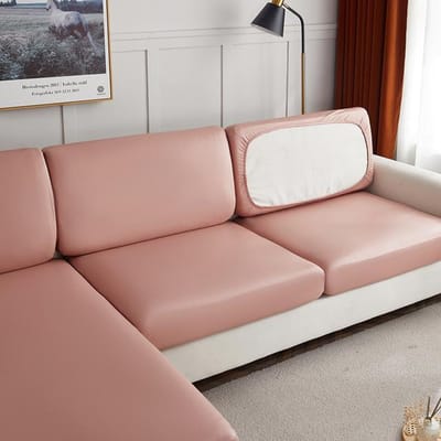 Makkelijk Schoon te Maken Waterdichte PU Meubelbeschermer Effen Bankhoes Hoekbank Zitkussenhoes Elastische Stretch Bankhoes BACK CUSHION roze