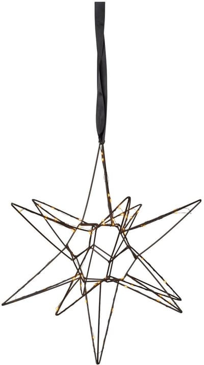 Star Trading Hangende 3D metalen ster 'Lizzy', 60 warmwitte LED's, meerpuntig, zwart, Ø 47cm