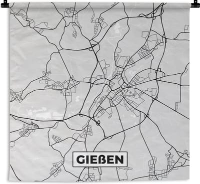 Wandkleed - Wanddoek - Plattegrond - Gieẞen - Duitsland - Kaart - Stadskaart - 180x180 cm - Wandtapijt