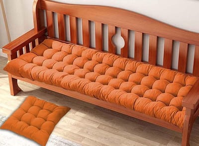 Tuinbank Kussen - Zitkussen Bank - Comfortabel Zitten - 6-8cm Dikke Vulling - 140x40cm - Oranje