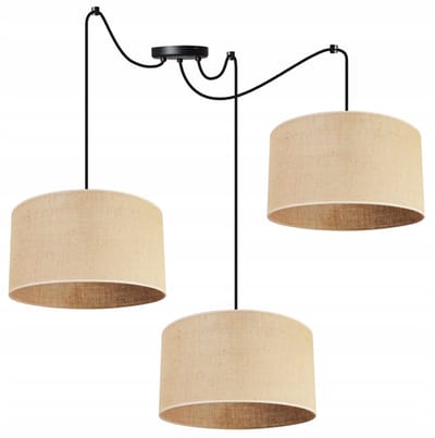 Light Home SPIDER JUTA - Hanglamp 3-Lichts - Stoffen Kap Ø35 cm - Beige