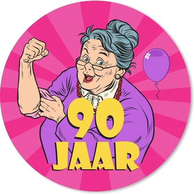 Muismat rond 20x20 cm - Mousepad Verjaardag - 90 Jaar - Vrouw - Ronde muismatten