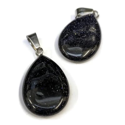 Aramat Jewels | Hangers | natuursteenhanger Druppel Zandsteen blauw | | | |20mm | Staal | Volwassenen | Verkleurd niet