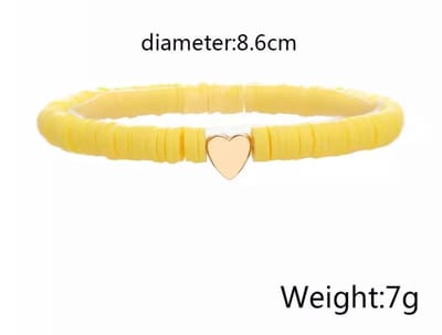 Akyol - kralenarmband - enkelband - armband & enkelarmband in 1 – armband dames - boho - festival - sieraad - polymeer armband - festival armband - armband – hartje – kleurrijk -bohemian - bohemian armband - ibiza armband – cadeau – vriende