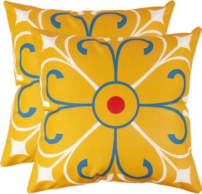 buitenkussen hoes 2stuks 45x45 blauw geel oranje wit design2