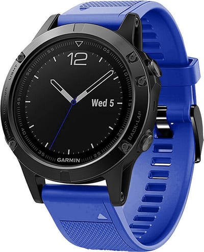 Strap-it Siliconen Sport Bandje  Blauw  geschikt voor Garmin Fenix 9 (Pro) 47mm - Fenix 8 (Pro-E-47mm) - Fenix 7 (Solar-Pro) - 6 (Solar-Pro) - Fenix 5 (Plus) / Forerunner 970 - 965 - 955 - 945 - 935 - 745 - Comfortabel & Zweetbestendig