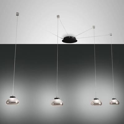 Fabas Luce LED hanglamp Arabella, 4 lamps, zwart/grijs/helder