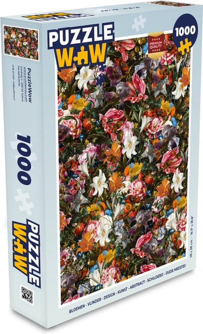 Puzzel Bloemen - Vlinder - Design - Kunst - Abstract - Schilderij - Oude meesters - Legpuzzel - Puzzel 1000 stukjes volwassenen