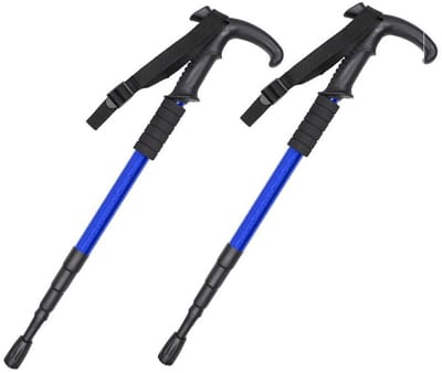 Telescopische Trekkingstokken 2-stuks - 53–110 cm Verstelbaar Bereik - Opvouwbaar en Lichtgewicht - Geschikt voor Wandelen Bergbeklimmen en Buitensporten - Ergonomisch Ontworpen Handvat - Antislip Rubber Grip - Inclusief Draagtas - Blauw