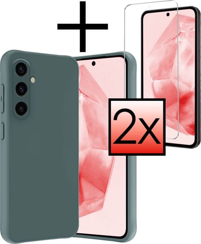 Hoesje - Met 2x Screenprotector - Geschikt voor Samsung Galaxy A35 - Sterk & Shockproof - Back Cover - Siliconen Case - Telefoon Hoes - Donkergroen