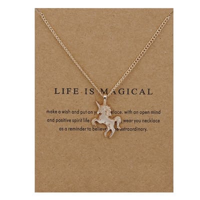 Bixorp Luck Geluksketting met Eenhoorn Goudkleurig - Afscheidscadeau - Cadeau voor Haar / Dames / Vriendin / Mama / Vrouwen - Ketting met Unicorn Hanger