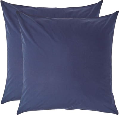Homescapes Kussensloop 60x60 cm Set van 2 – Marineblauw – 100% Egyptisch Perkal Katoen – 200 TC
