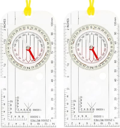 Navigatie Kompas Set - Oriëntatie Hulpmiddel - Buiten Navigeren - Dubbele Functie Liniaal - 12.5 x 6 cm - Transparant