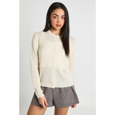 boohoo Dames Zacht Gebreid Doorknoop Vest | Creme | Maat: Medium