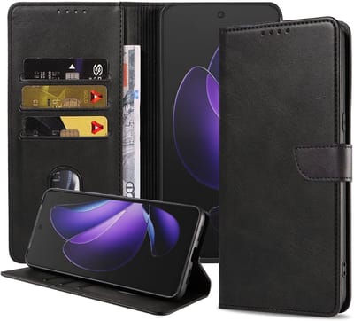 Geschikt voor Oppo Reno 13 F Telefoonhoesje Kunstleer met Magnetisch lipje en Pasjeshouder Book Case met Klepje - Walletcase with Cardslot - Zwart - Smartphonica geschikt voor Oppo Reno 13F